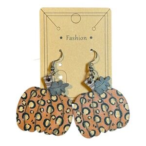 Leopard Print Pumpkin‎ Earrings Fall Halloween Dangle Earrings New